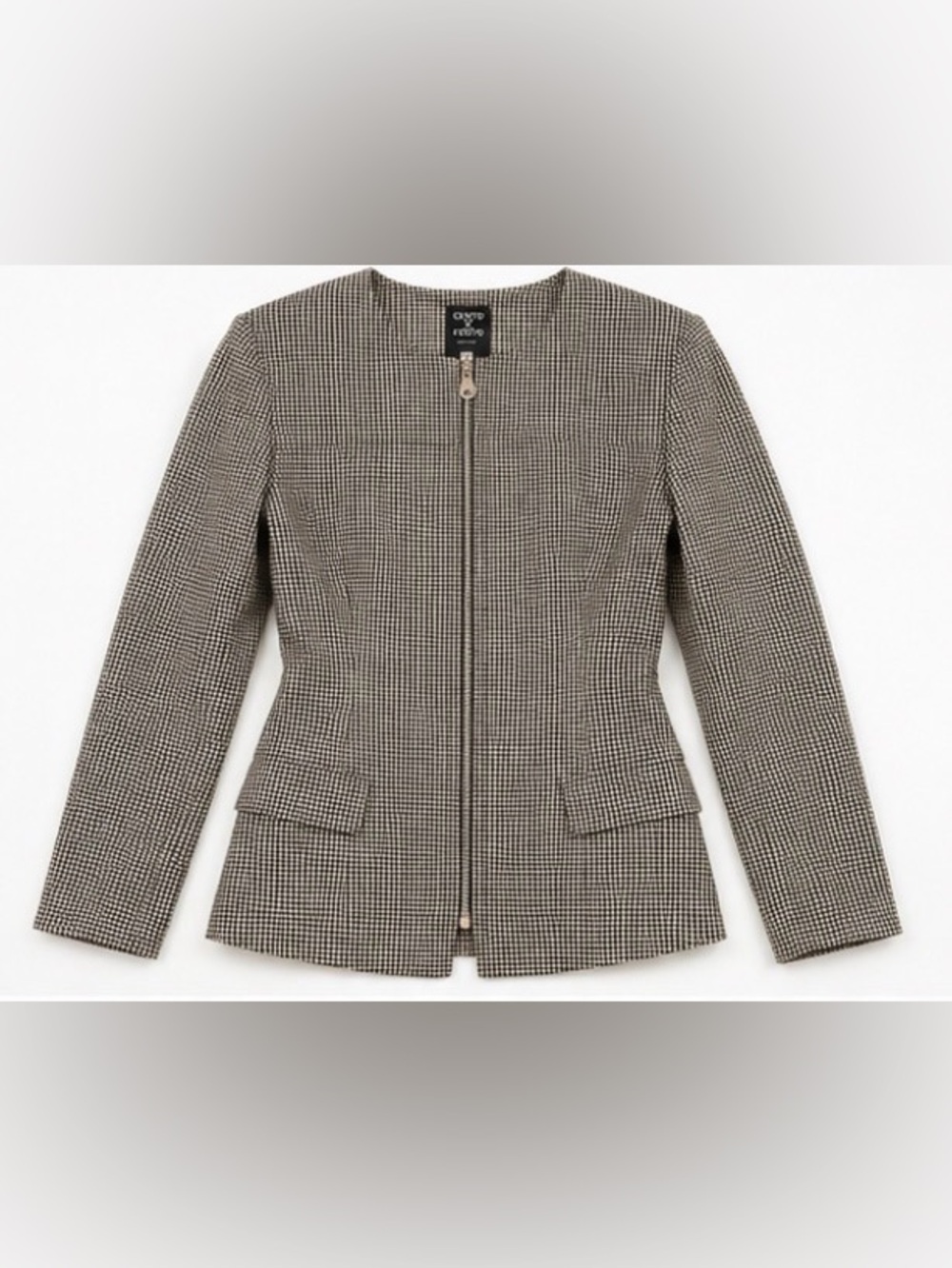 [Cento X Cento] Black White Plaid Zip Front Jacket NWOT Size 6 EU 38 - NWT!